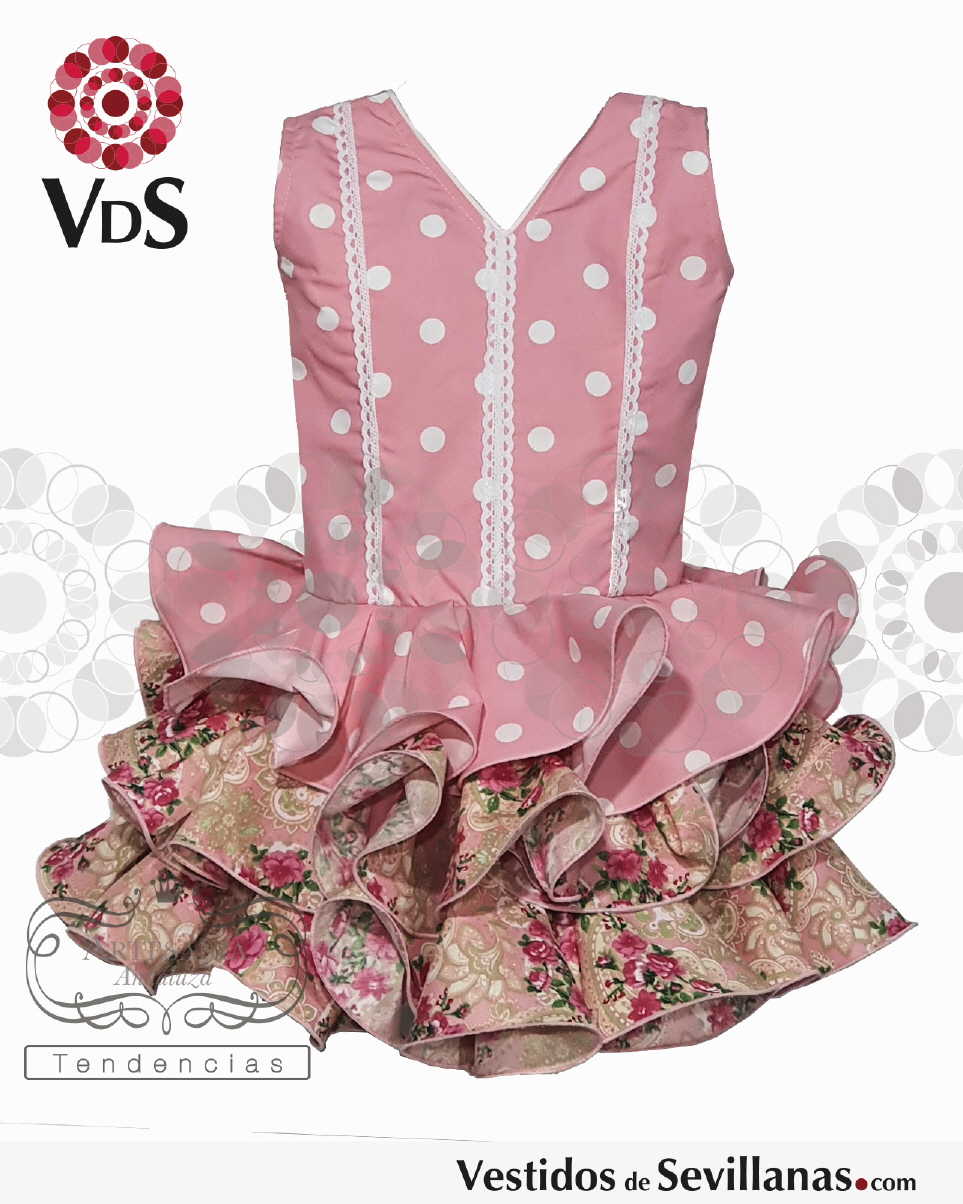 Trajes flamenca  ni&ntilde;a rosa